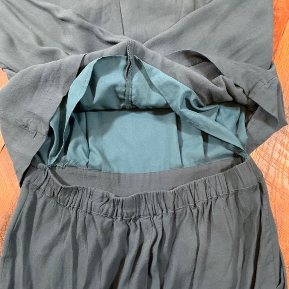 Clermont Overlay Jumpsuit M Harbor Blue Rayon Peekaboo Back - Picture 9 of 10